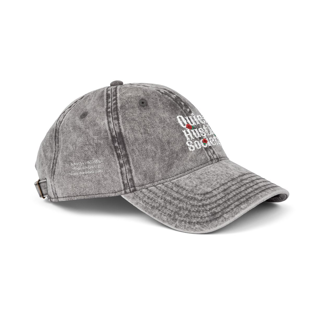 Vintage Embroidered Cap — "Quiet Hustle Society" Distressed Baseball Hat