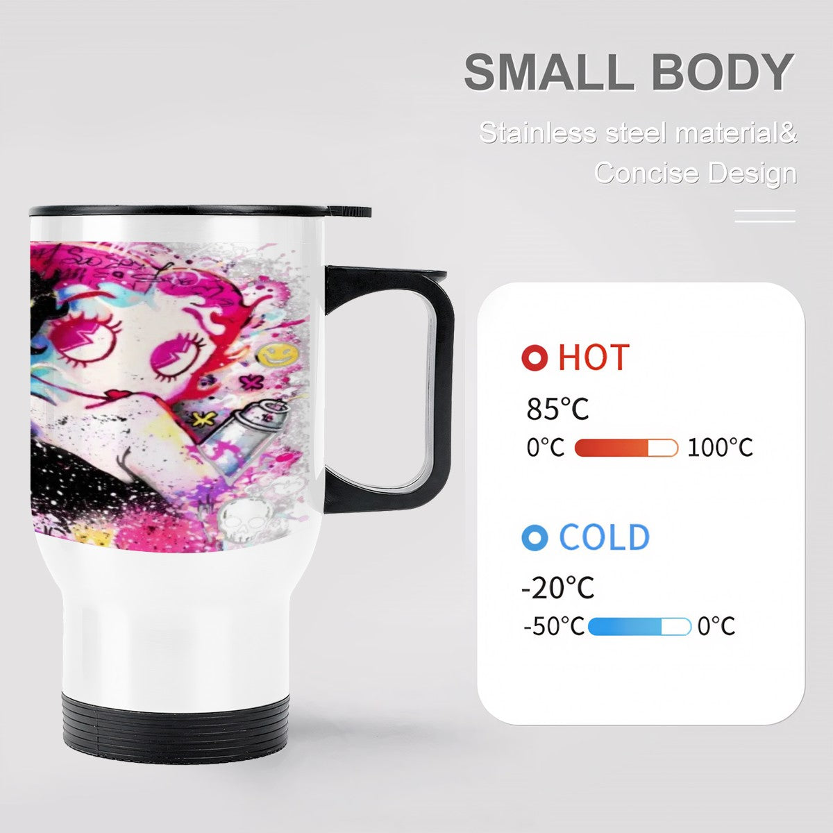 Betty Boop Travel Coffee Mug with Handle (14oz)