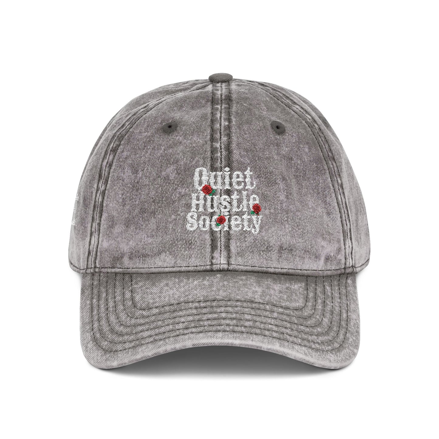 Vintage Embroidered Cap — "Quiet Hustle Society" Distressed Baseball Hat
