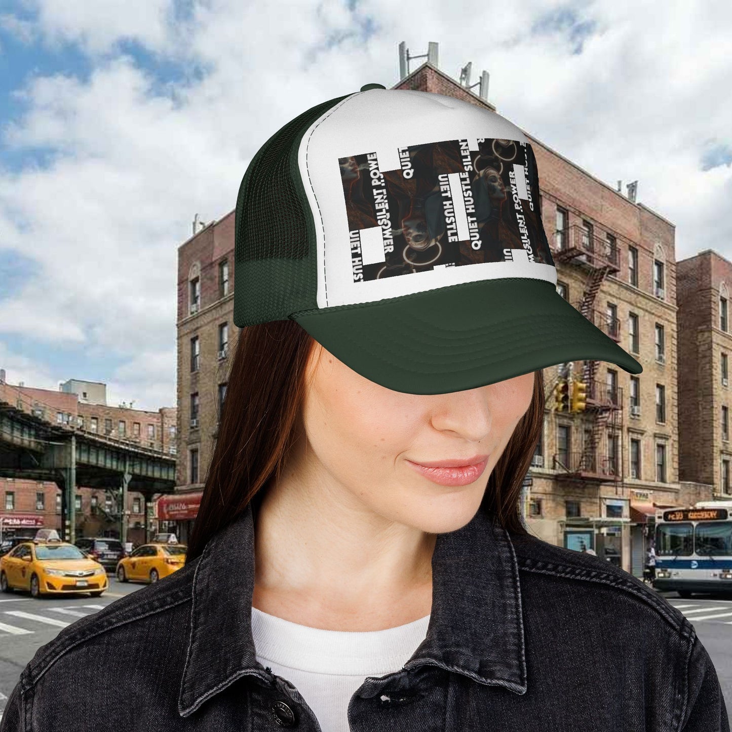 Silent Power Quiet Hustle Trucker Cap | Motivational Graphic Hat