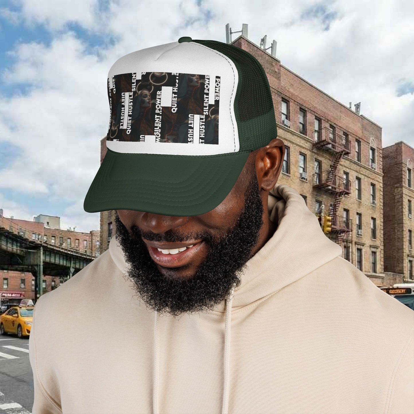 Silent Power Quiet Hustle Trucker Cap | Motivational Graphic Hat