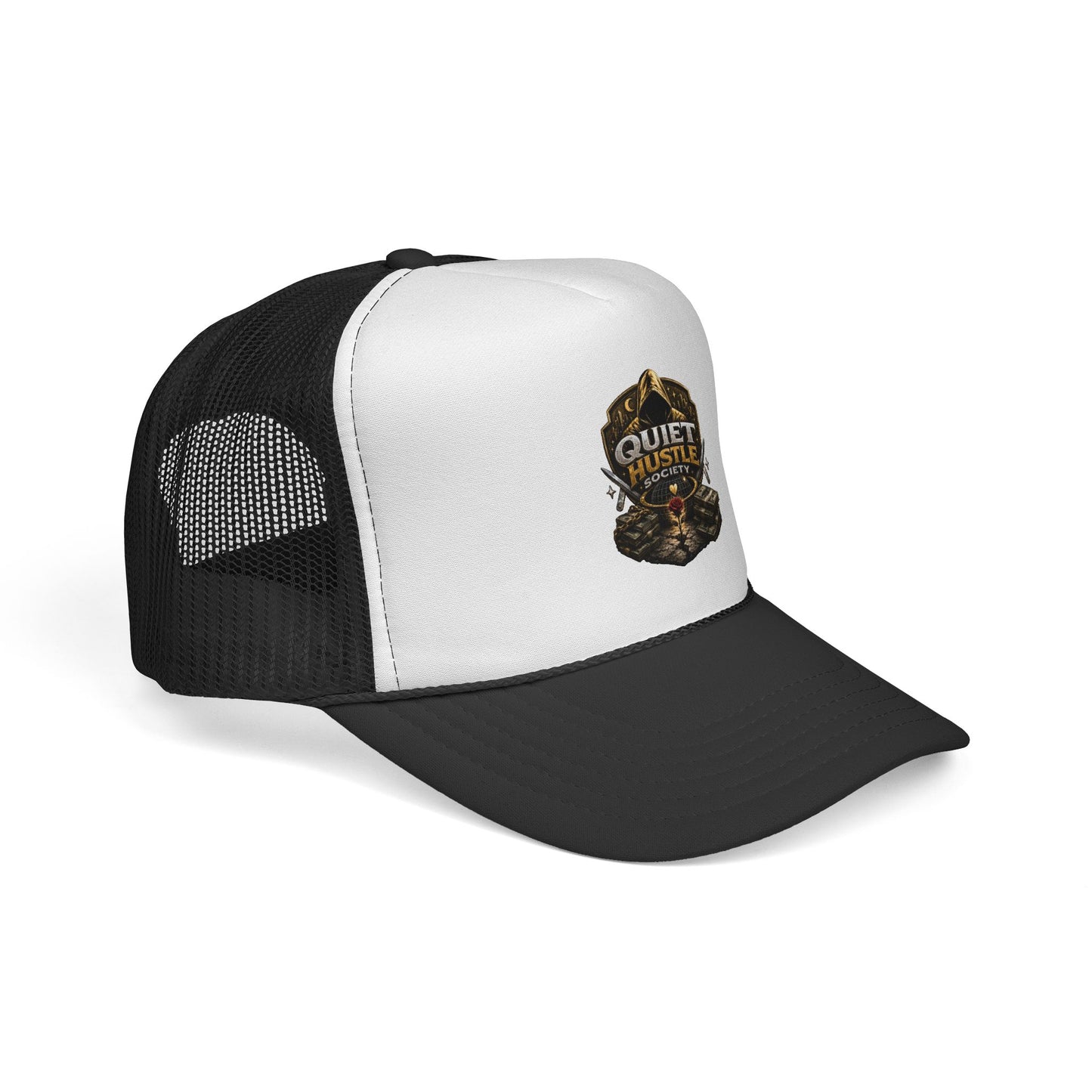 Quiet Hustle Society Trucker Cap — Vintage Outdoorsy Mesh Hat