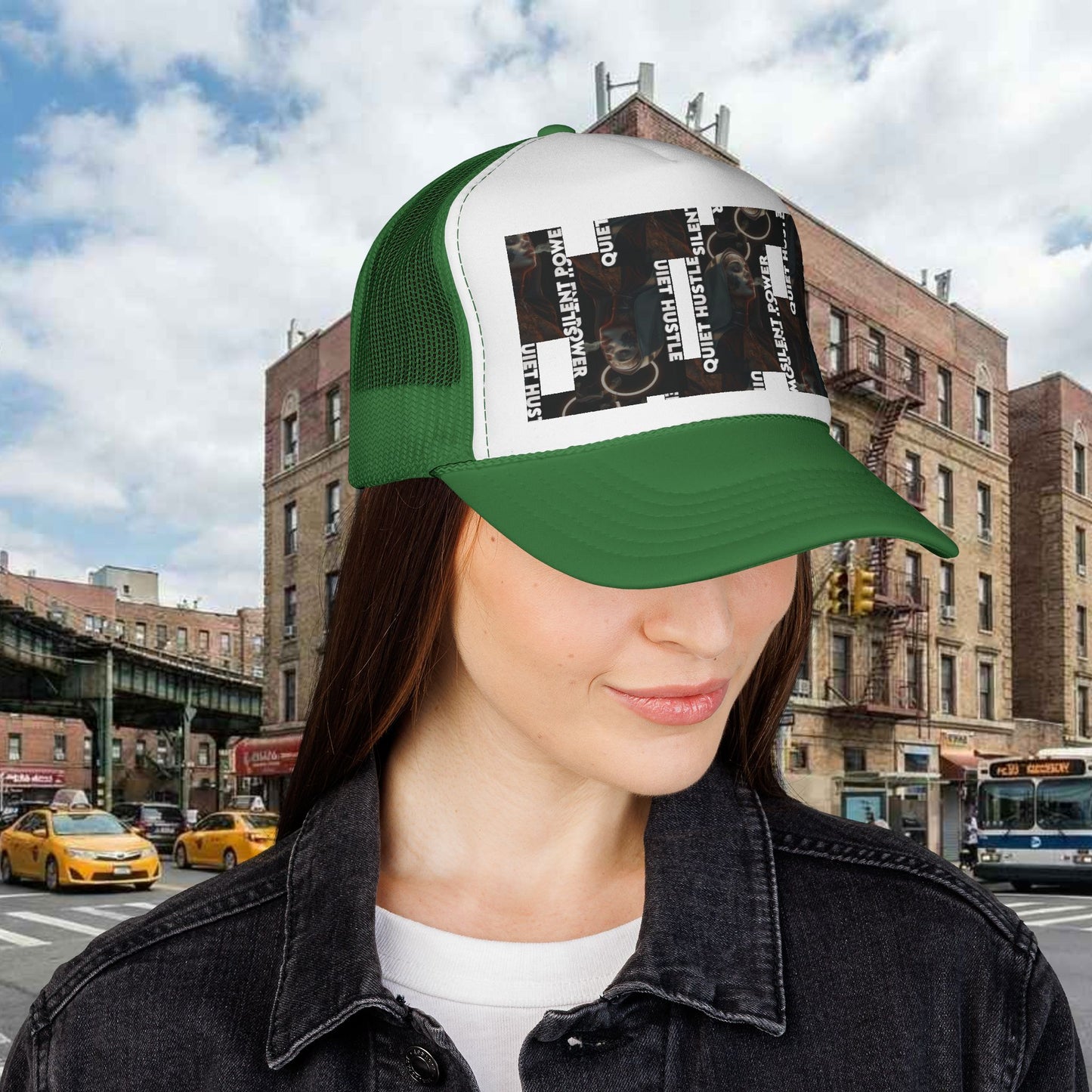 Silent Power Quiet Hustle Trucker Cap | Motivational Graphic Hat