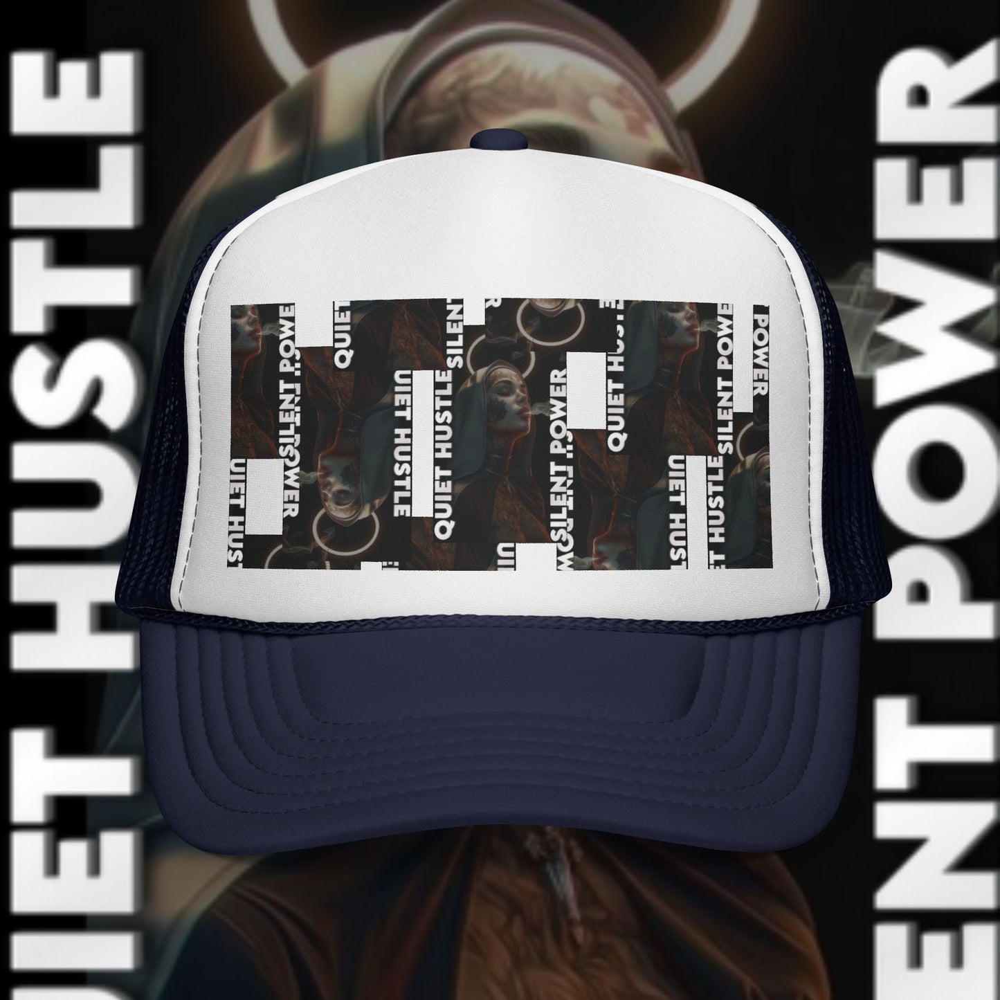Silent Power Quiet Hustle Trucker Cap | Motivational Graphic Hat