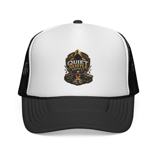 Quiet Hustle Society Trucker Cap — Vintage Outdoorsy Mesh Hat