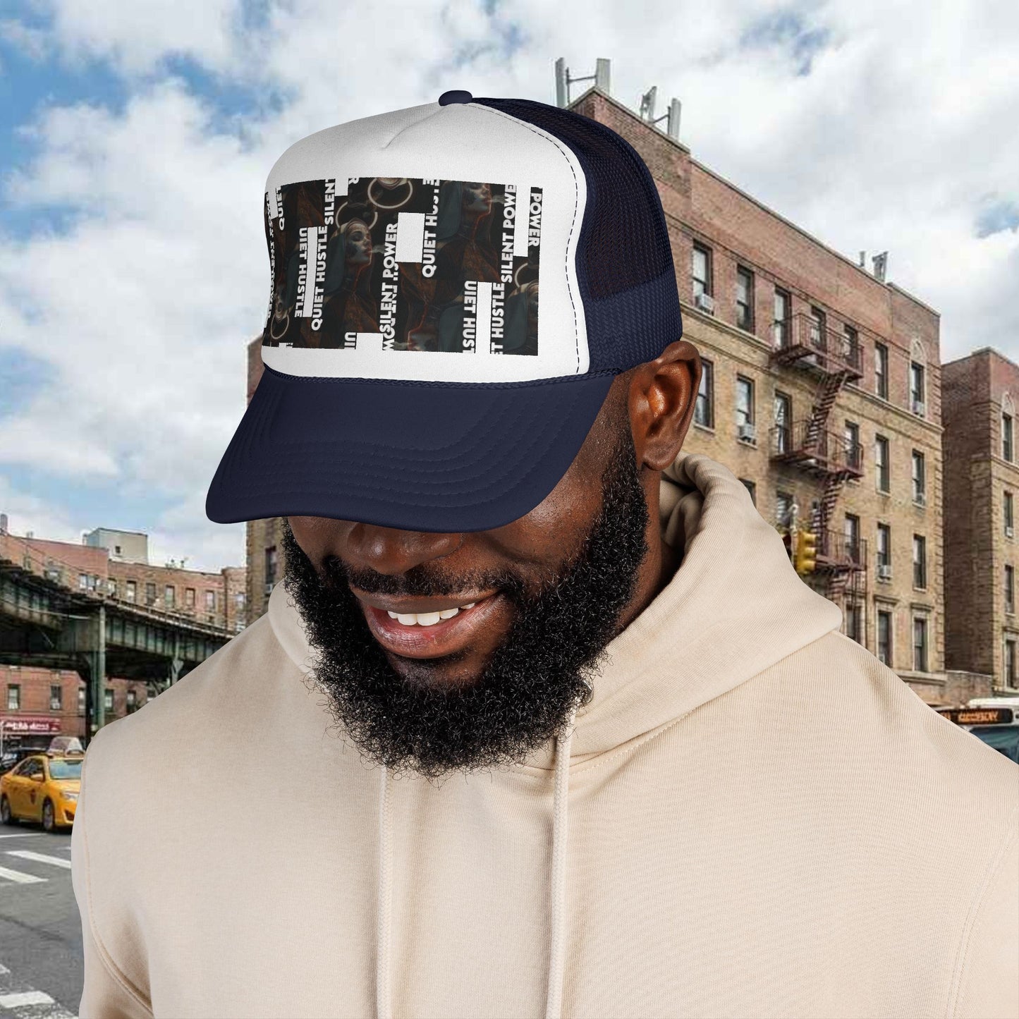 Silent Power Quiet Hustle Trucker Cap | Motivational Graphic Hat