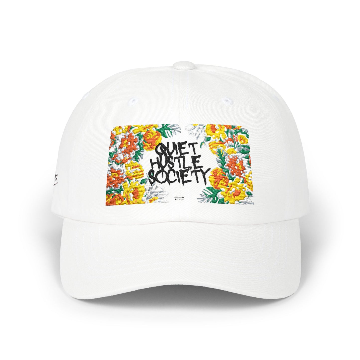 Floral 'QH society' Classic Dad Cap — Vintage Botanical Baseball Hat