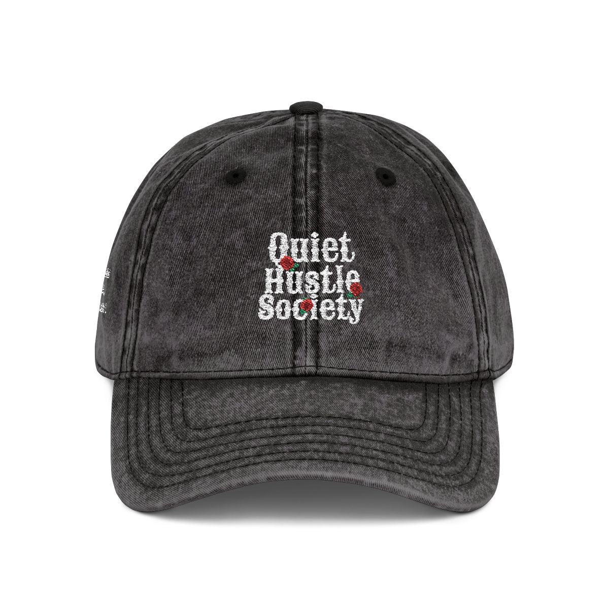 Vintage Embroidered Cap — "Quiet Hustle Society" Distressed Baseball Hat