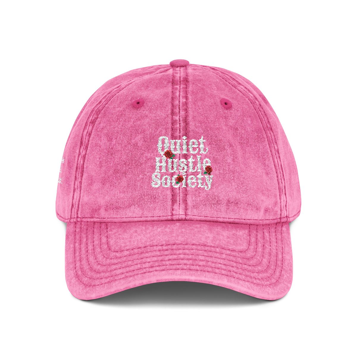Vintage Embroidered Cap — "Quiet Hustle Society" Distressed Baseball Hat