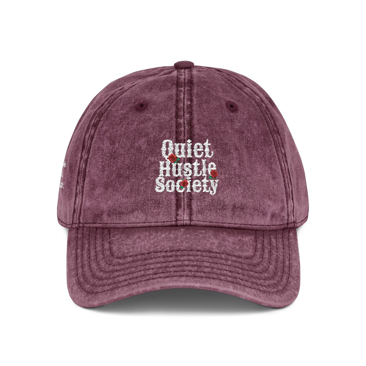 Vintage Embroidered Cap — "Quiet Hustle Society" Distressed Baseball Hat