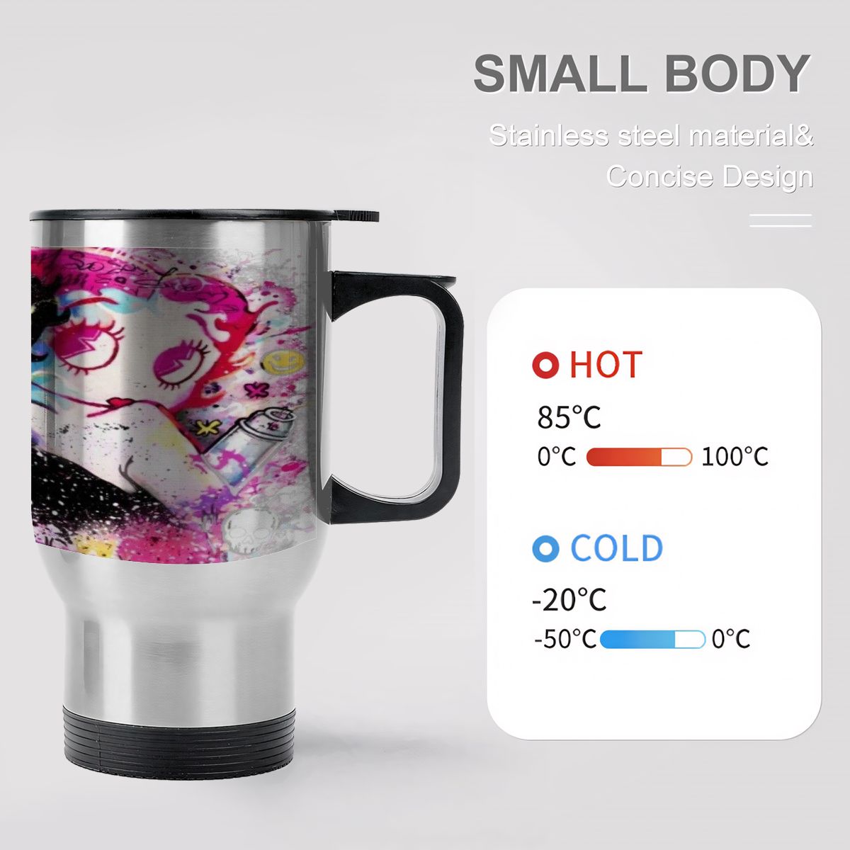 Betty Boop Travel Coffee Mug with Handle (14oz)