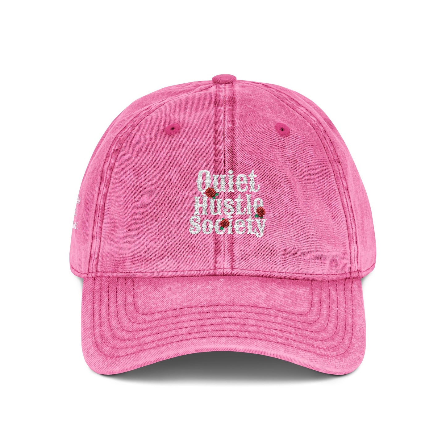 Vintage Embroidered Cap — "Quiet Hustle Society" Distressed Baseball Hat