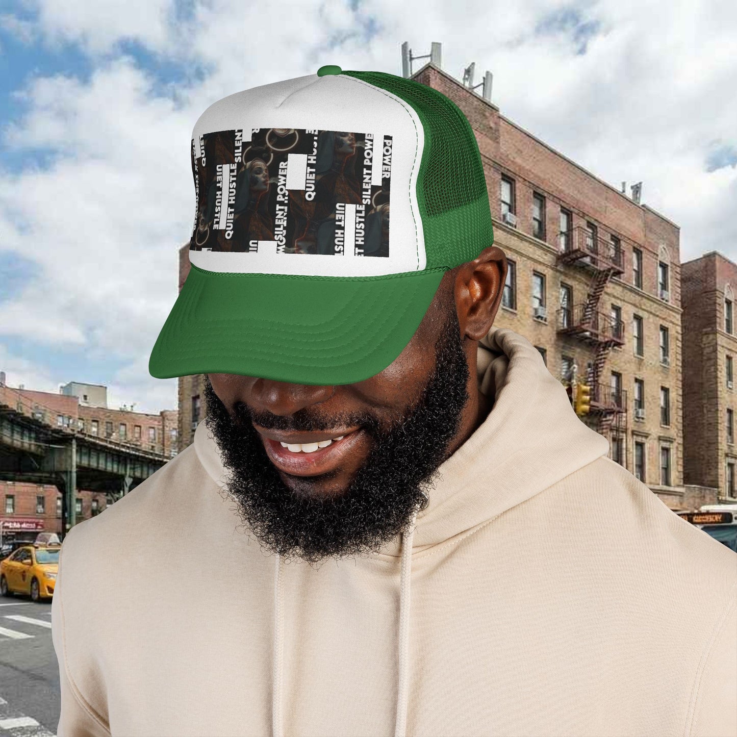 Silent Power Quiet Hustle Trucker Cap | Motivational Graphic Hat