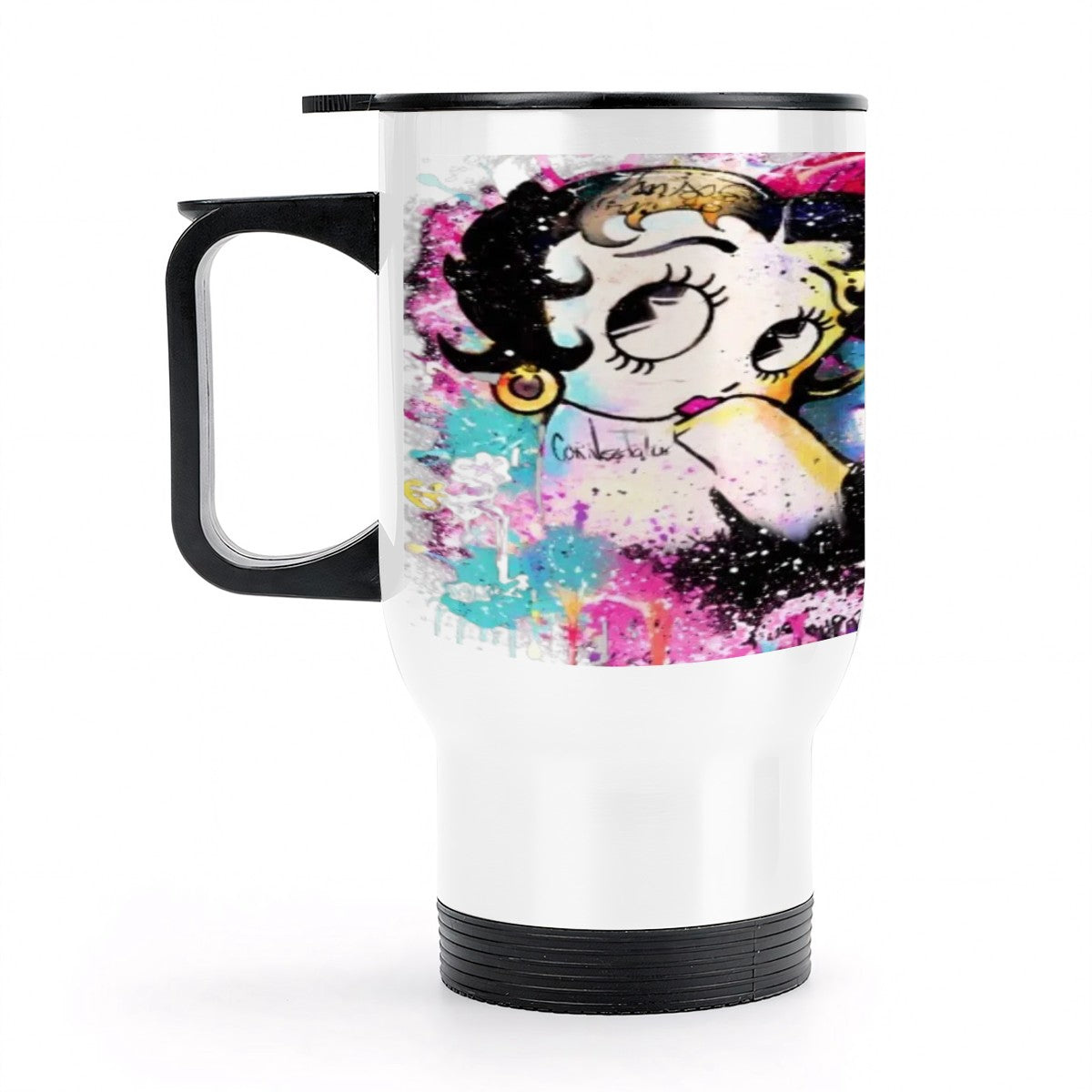 Betty Boop Travel Coffee Mug with Handle (14oz)