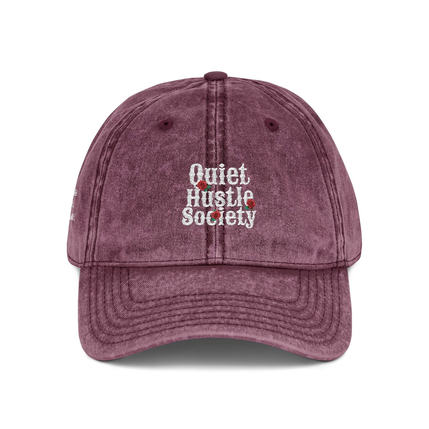 Vintage Embroidered Cap — "Quiet Hustle Society" Distressed Baseball Hat