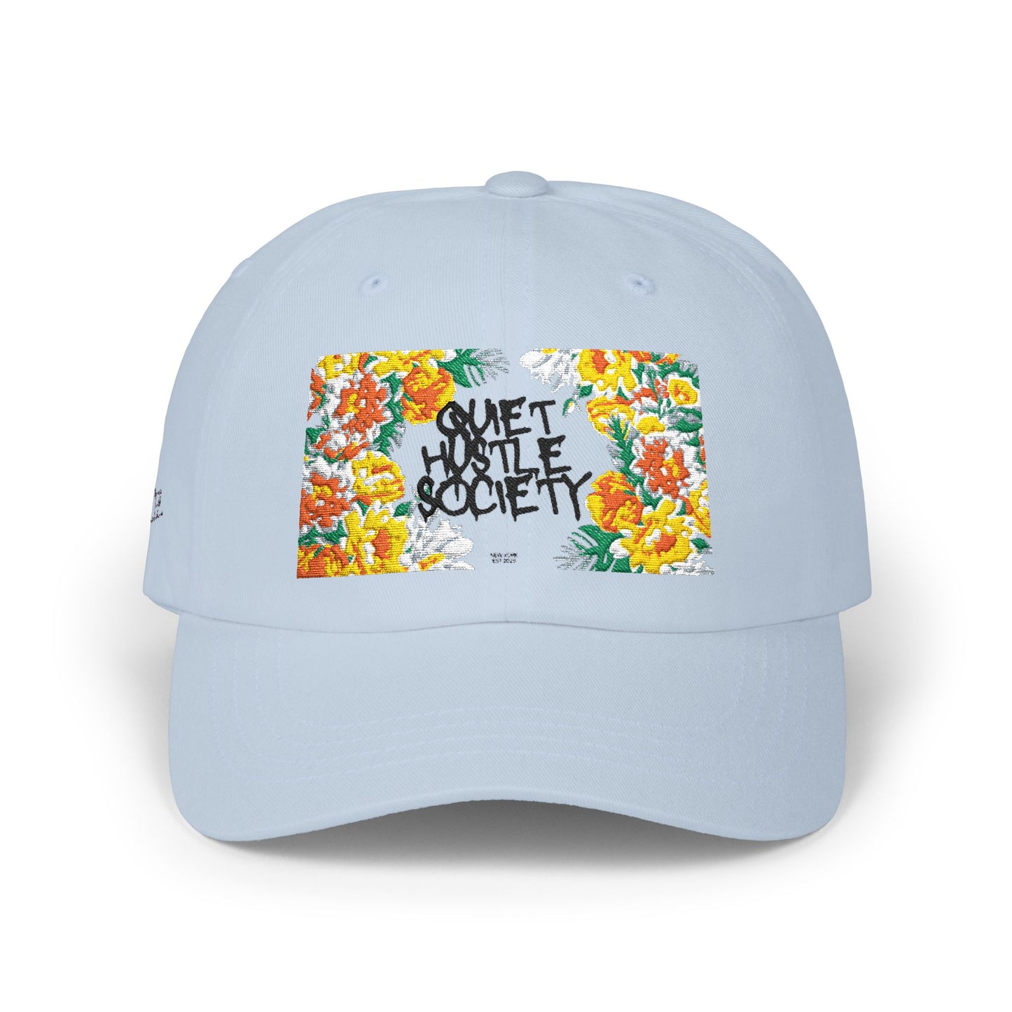 Floral 'QH society' Classic Dad Cap — Vintage Botanical Baseball Hat