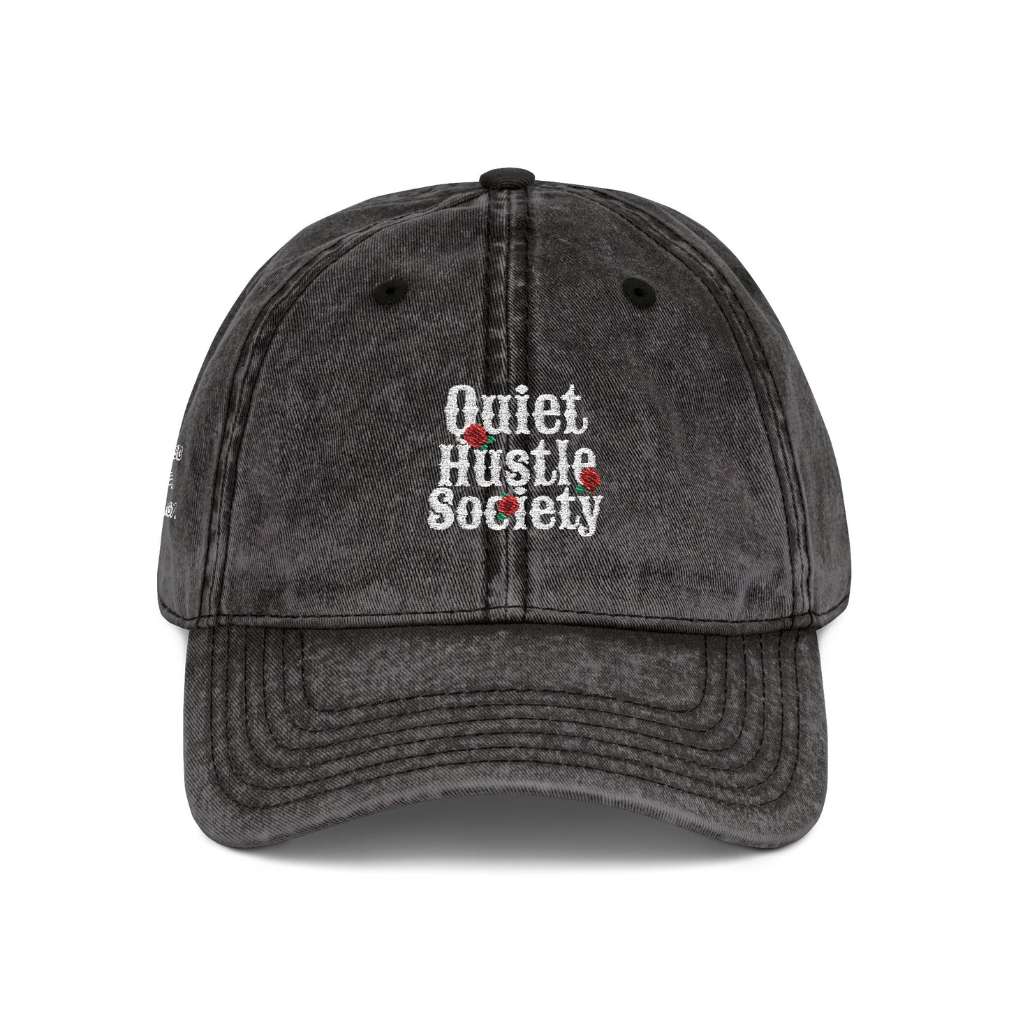 Vintage Embroidered Cap — "Quiet Hustle Society" Distressed Baseball Hat