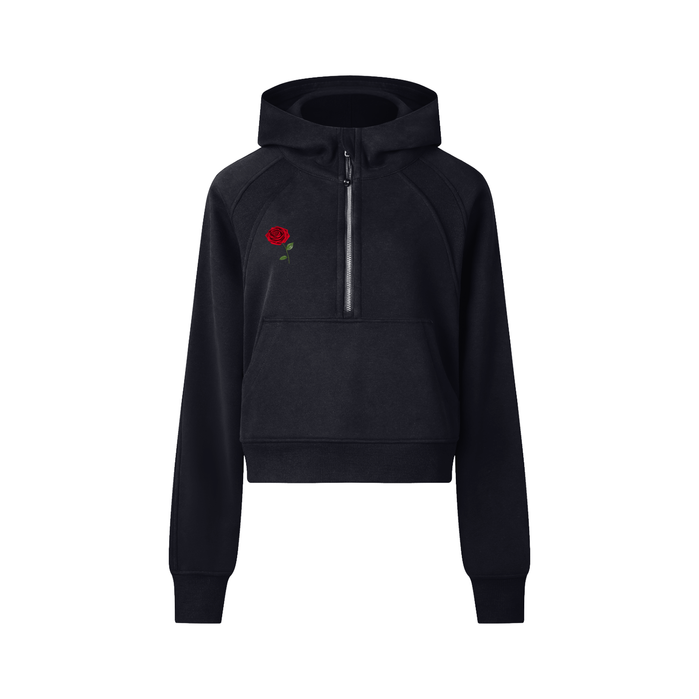 Quiet Hustle Crest Cropped Half-Zip Hoodie