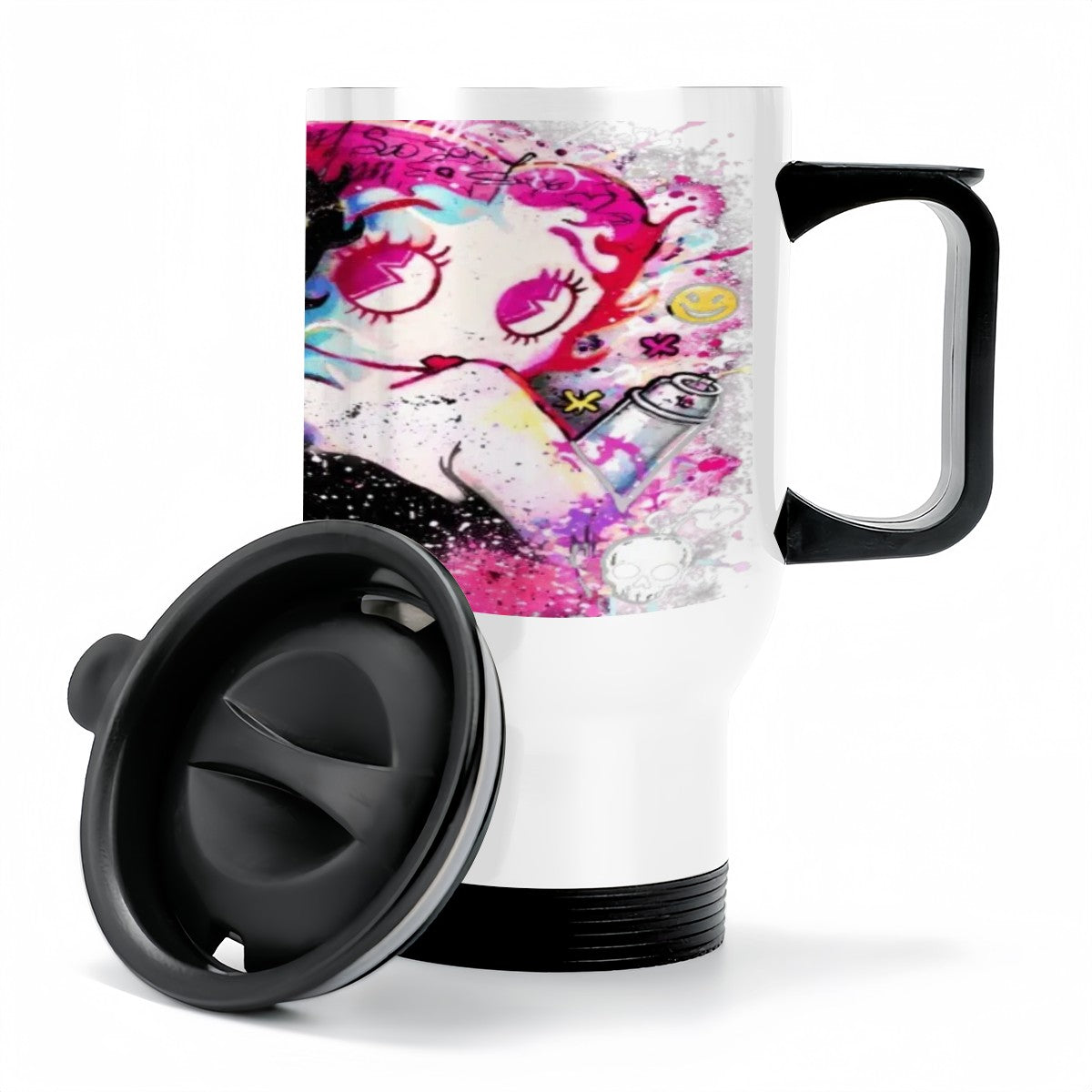 Betty Boop Travel Coffee Mug with Handle (14oz)