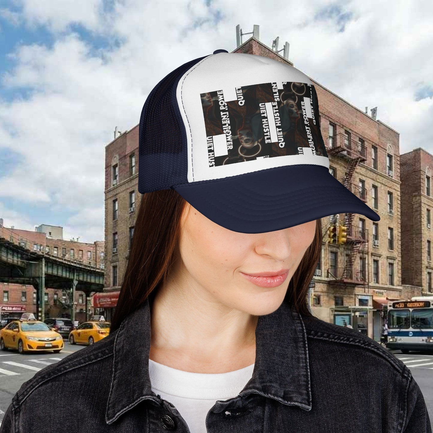 Silent Power Quiet Hustle Trucker Cap | Motivational Graphic Hat