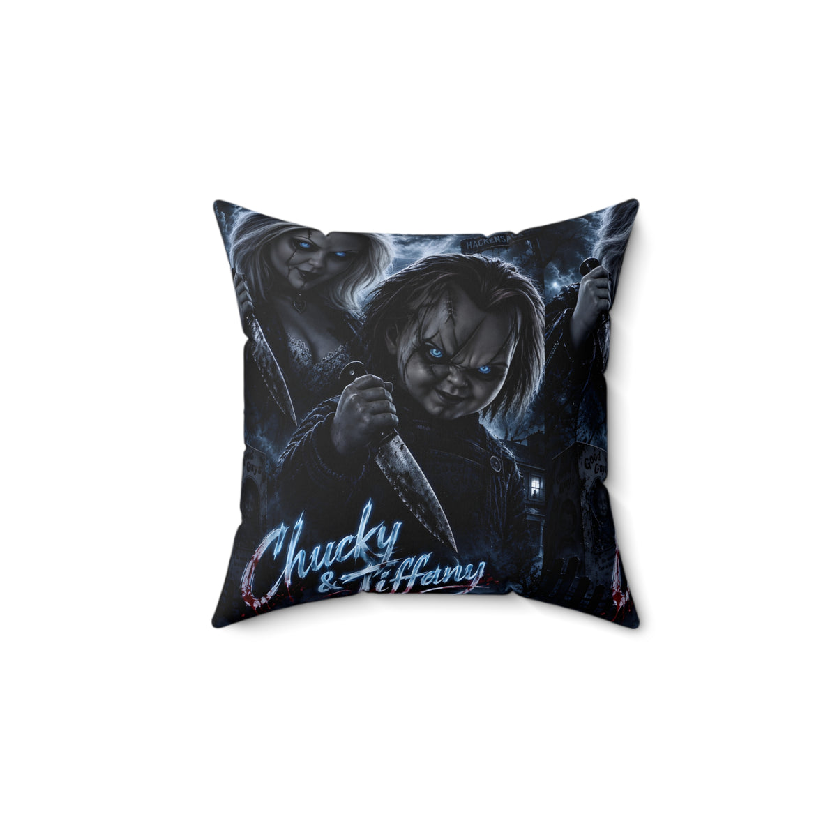Chucky & Tiffany Horror Movie Square Pillow