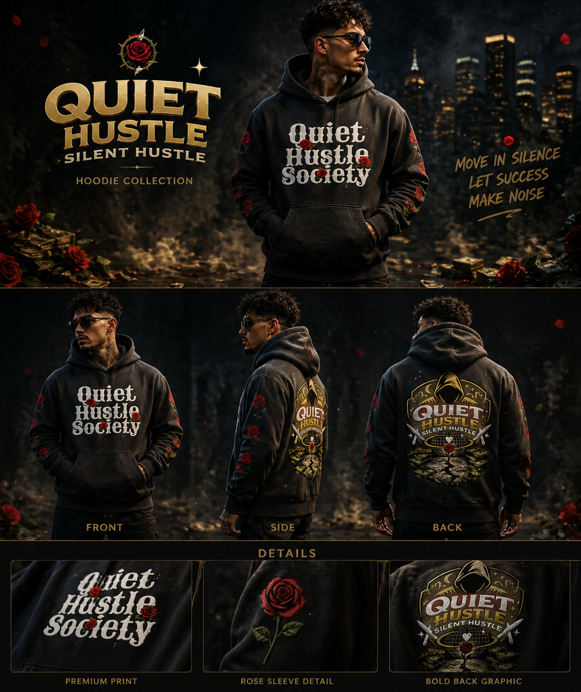Vintage Washed Frayed QHS Fleece Hoodie