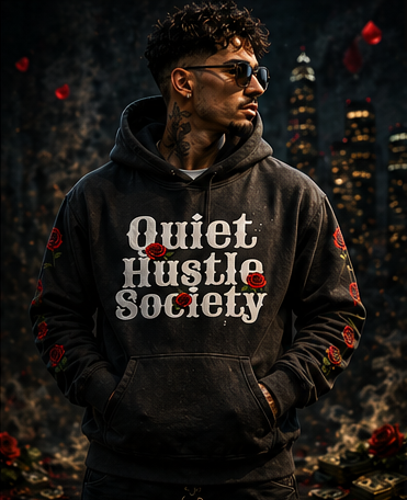 Vintage Washed Frayed QHS Fleece Hoodie