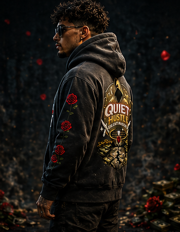 Vintage Washed Frayed QHS Fleece Hoodie