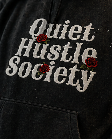 Vintage Washed Frayed QHS Fleece Hoodie