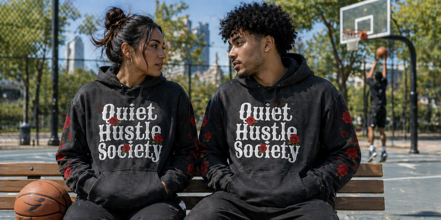 Vintage Washed Frayed QHS Fleece Hoodie