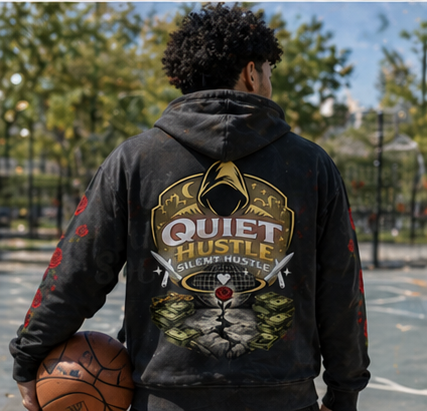 Vintage Washed Frayed QHS Fleece Hoodie