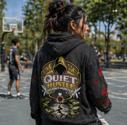 Vintage Washed Frayed QHS Fleece Hoodie