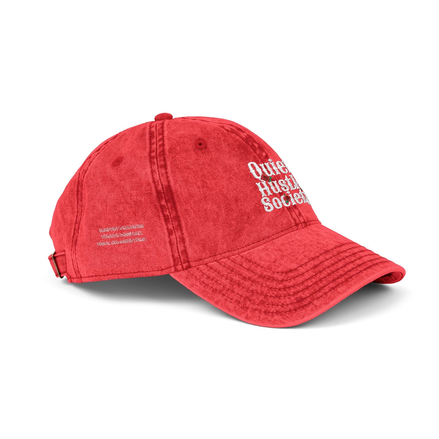 Vintage Embroidered Cap — "Quiet Hustle Society" Distressed Baseball Hat