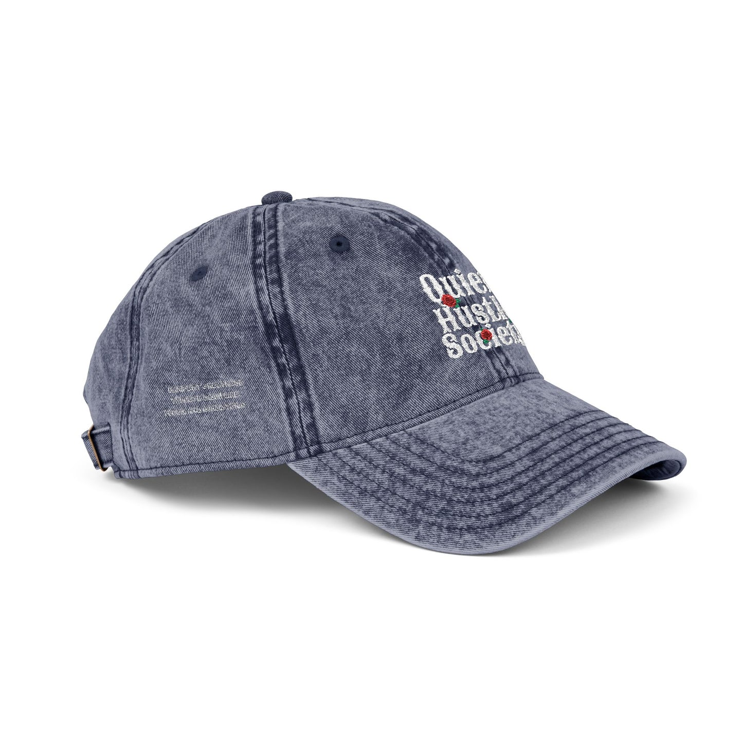 Vintage Embroidered Cap — "Quiet Hustle Society" Distressed Baseball Hat