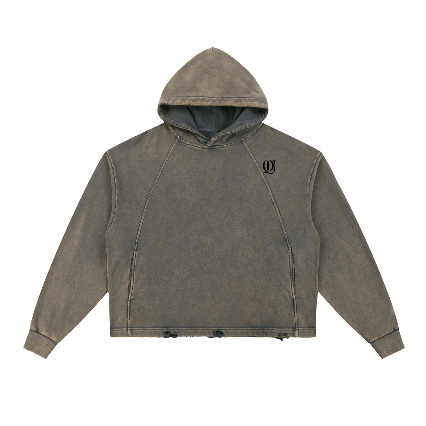 Vintage QHS love affair Washed Frayed-Hem Hoodie