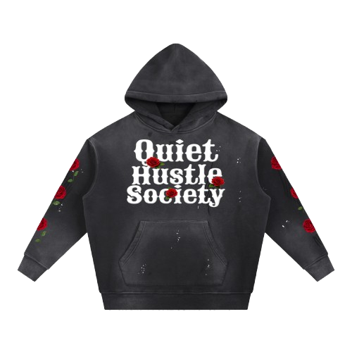 Vintage Washed Frayed QHS Fleece Hoodie